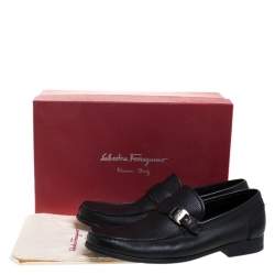 Pre Owned حذاء لوفرز سالفاتوري فيراغامو برافو جلد أسود مقاس 43