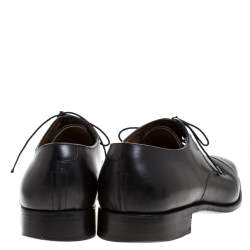 Salvatore Ferragamo Black Leahter Perforated Cap Toe Oxford Derby Size 44.5