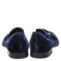 Pre Owned حذاء لوفرز سالفاتوري فيراغامو "لورد 2" مزين بهورسبيت قطيفة أزرق مقاس 43.5