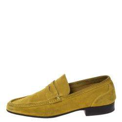 Salvatore Ferragamo Yellow Suede Penny Loafers Size 42