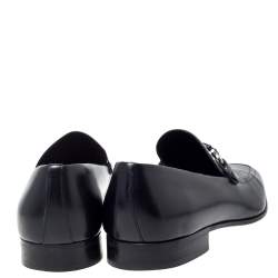 Pre Owned Salvatore Ferragamo Black Leather Horsebit Slip On Loafers Size 44