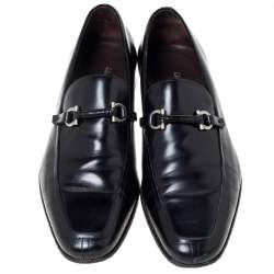 Pre Owned Salvatore Ferragamo Black Leather Horsebit Slip On Loafers Size 44