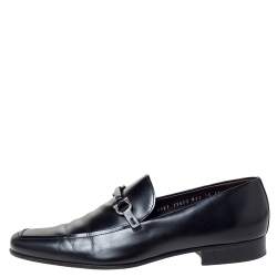 Pre Owned Salvatore Ferragamo Black Leather Horsebit Slip On Loafers Size 44