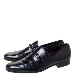 Pre Owned Salvatore Ferragamo Black Leather Horsebit Slip On Loafers Size 44