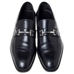 Pre Owned Salvatore Ferragamo Black Leather Horsebit Slip On Loafers Size 43 
