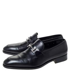 Pre Owned Salvatore Ferragamo Black Leather Horsebit Slip On Loafers Size 43 