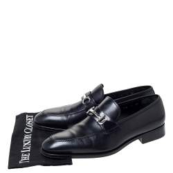 Pre Owned Salvatore Ferragamo Black Leather Horsebit Slip On Loafers Size 43 