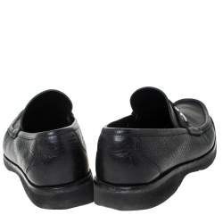 Salvatore Ferragamo Black Leather Horsebit Slip On Loafers Size 43