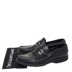 Salvatore Ferragamo Black Leather Horsebit Slip On Loafers Size 43