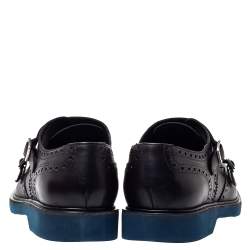 مملوكة مسبقًا حذاء ديربى سالفاتورى فيراغامو مونك جلد بروغ أسود مقاس 42