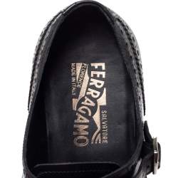 مملوكة مسبقًا حذاء ديربى سالفاتورى فيراغامو مونك جلد بروغ أسود مقاس 42