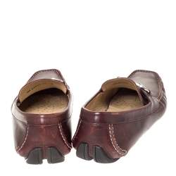 Pre Owned Salvatore Ferragamo Burgundy Leather Horsebit Slip On Loafers Size 43