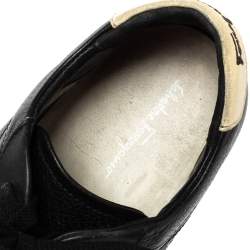 Pre Owned Salvatore Ferragamo Black Leather And Suede Low Top Sneakers Size 42.5