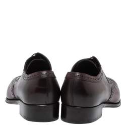 Pre Owned Salvatore Ferragamo Brown/Purple Leather Wingtip Derby Size 42.5