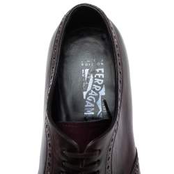 Pre Owned Salvatore Ferragamo Brown/Purple Leather Wingtip Derby Size 42.5