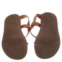Salvatore Ferragamo Brown Leather Strappy Buckle Flat Sandals Size 42.5