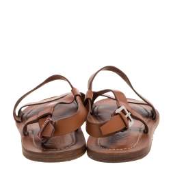Salvatore Ferragamo Brown Leather Strappy Buckle Flat Sandals Size 42.5