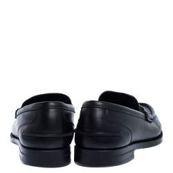 Pre Owned Salvatore Ferragamo Black Leather Gancini Loafers Size 42