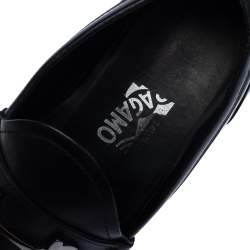 Pre Owned Salvatore Ferragamo Black Leather Gancini Loafers Size 42