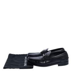 Pre Owned Salvatore Ferragamo Black Leather Gancini Loafers Size 42