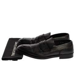 Salvatore Ferragamo Black Textured Leather Penny Loafers Size 44.5