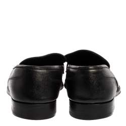 Salvatore Ferragamo Black Textured Leather Penny Loafers Size 44.5