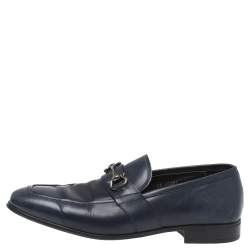 Pre Owned Salvatore Ferragamo Blue Leather Horsebit Loafers Size 41.5