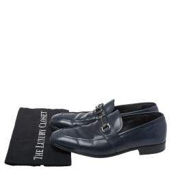 Pre Owned Salvatore Ferragamo Blue Leather Horsebit Loafers Size 41.5