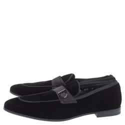 مملوكة مسبقًا حذاء لوفرز سالفاتورى فيراغامو أندريا  قطيفة أسود مقاس 42 