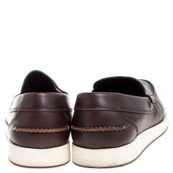 Pre Owned حذاء لوفرز سالفاتورى فيراغامو سليب أون بينى جلد بنى داكن مقا 43