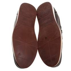 Pre Owned حذاء لوفرز سالفاتورى فيراغامو سليب أون بينى جلد بنى داكن مقا 43