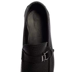 Pre Owned Salvatore Ferragamo Black Leather Gancini Loafers Size 43