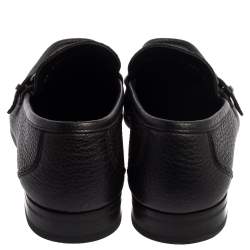 Pre Owned Salvatore Ferragamo Black Leather Gancini Loafers Size 43