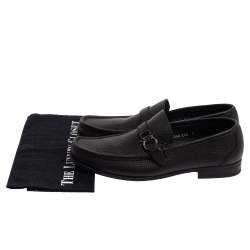 Pre Owned Salvatore Ferragamo Black Leather Gancini Loafers Size 43