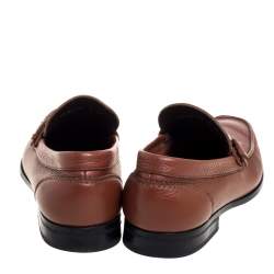 Pre Owned Salvatore Ferragamo Brown Leather Tangeri Loafers Size 44