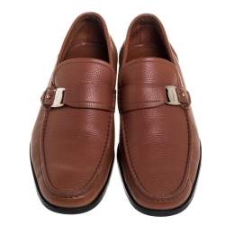 Pre Owned Salvatore Ferragamo Brown Leather Tangeri Loafers Size 44