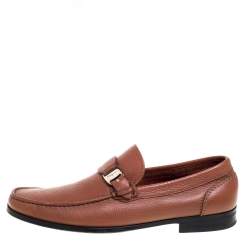 Pre Owned Salvatore Ferragamo Brown Leather Tangeri Loafers Size 44