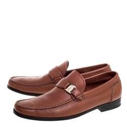 Pre Owned Salvatore Ferragamo Brown Leather Tangeri Loafers Size 44
