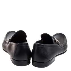 Pre Owned حذاء لوفرز سالفاتوري فيراغامو غانسيني بيت جلد أسود مقاس 44.5