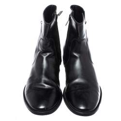 Pre Owned Salvatore Ferragamo Black Leather Ankle Boots Size 44