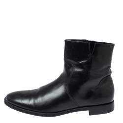 Pre Owned Salvatore Ferragamo Black Leather Ankle Boots Size 44