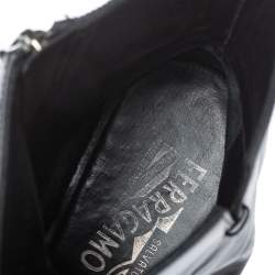 Pre Owned Salvatore Ferragamo Black Leather Ankle Boots Size 44