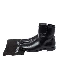 Pre Owned Salvatore Ferragamo Black Leather Ankle Boots Size 44