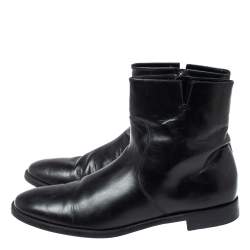 Pre Owned Salvatore Ferragamo Black Leather Ankle Boots Size 44