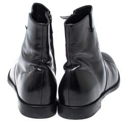 Pre Owned Salvatore Ferragamo Black Leather Ankle Boots Size 44