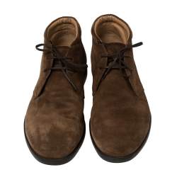 Salvatore Ferragamo Brown Suede Desert Ankle Boots Size 42