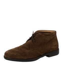 Salvatore Ferragamo Brown Suede Desert Ankle Boots Size 42