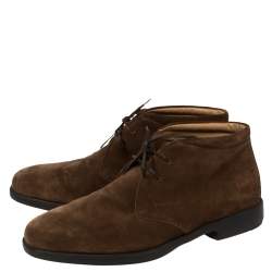 Salvatore Ferragamo Brown Suede Desert Ankle Boots Size 42