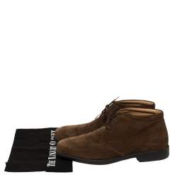 Salvatore Ferragamo Brown Suede Desert Ankle Boots Size 42