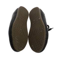 Pre Owned Salvatore Ferragamo Black Woven Leather Low Top Lace Sneaker Size 43.5